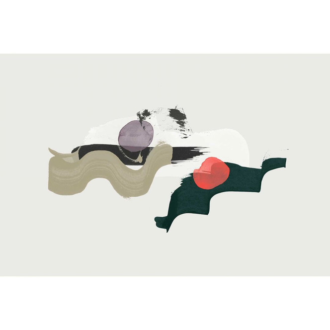 Livingwalls Fototapete ARTist Wonder mit Aquarell Zeichnung beige, creme, grün, rot, schwarz, weiss - Bild 1