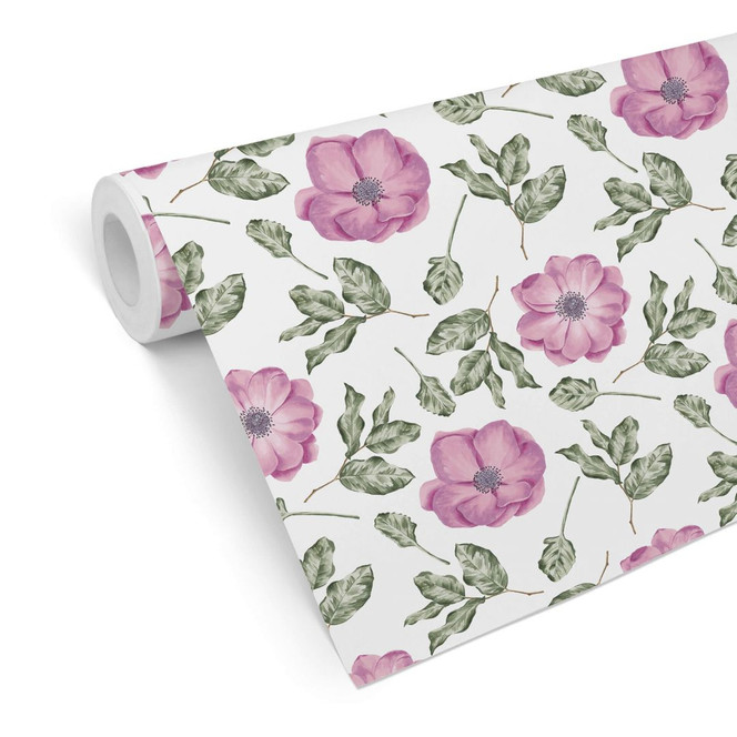 Mustertapete - Aquarell Blüten 05 - rosa