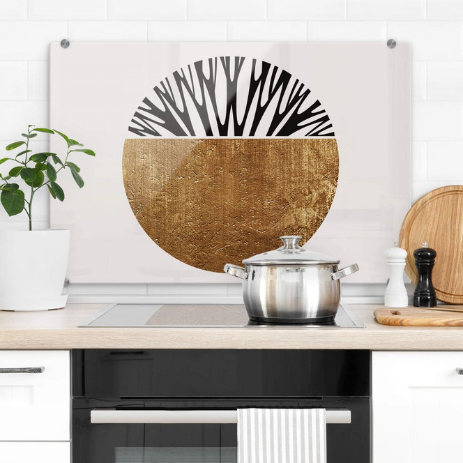 Spritzschutz Kubistika - Baum des Lebens - Gold