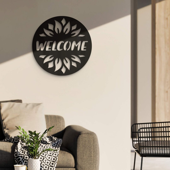 Türdeko Welcome Sonnenblume - Acryldeko - Rund