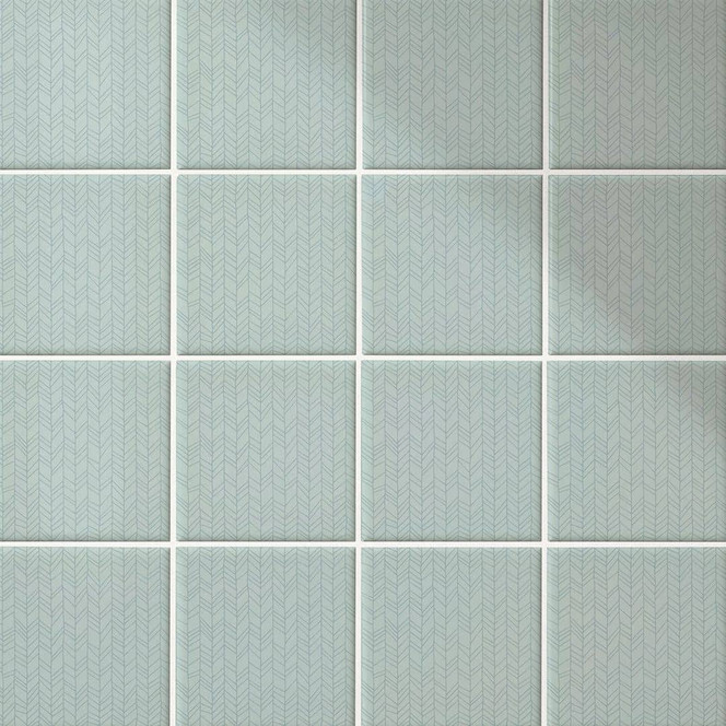 Fliesenaufkleber Fischgratmuster filigran blaugrün - 12er Set