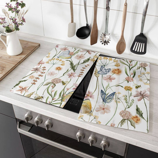 Herdabdeckplatte Frühlingswiese mit Schmetterlingen - UN Designs