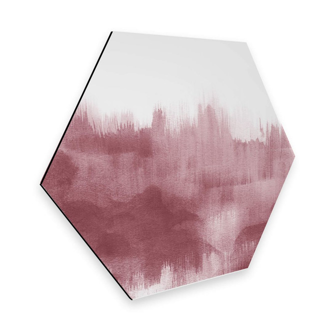Hexagon - Alu-Dibond Nouveauprints - Watercolour Brush Strokes (rosé)