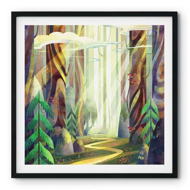 Poster Verwunschener Wald im Licht - DigitalArtsi
