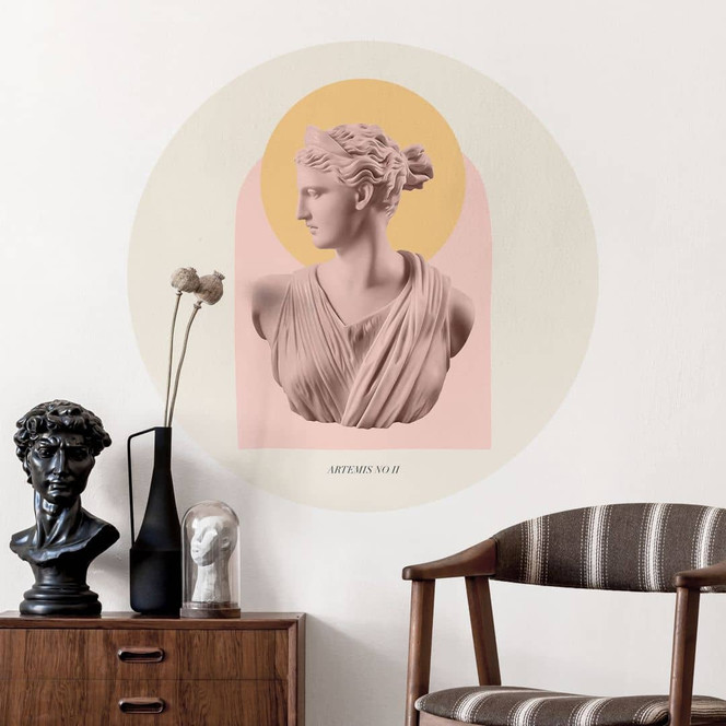 Wandtattoo Statue der Göttin Artemis - Grace Digital Art - Rund