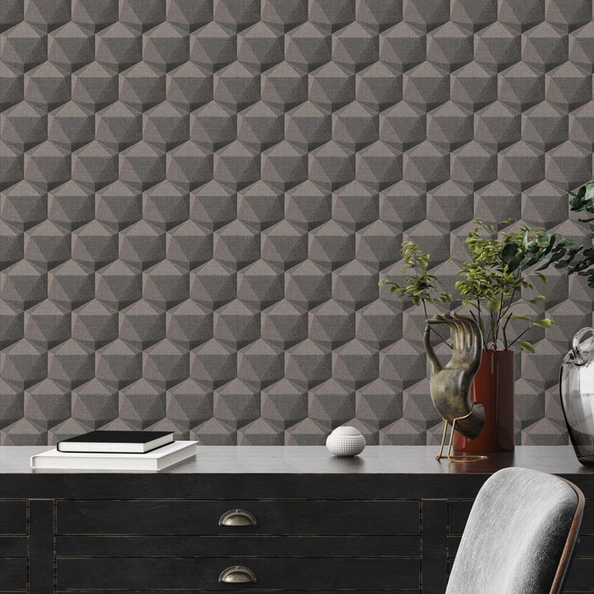 3D Wohnzimmer Tapete Grau Anthrazit - Moderne Design Vliestapete
