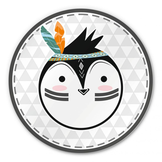 Alu-Dibond - Indianer-Pinguin - Rund