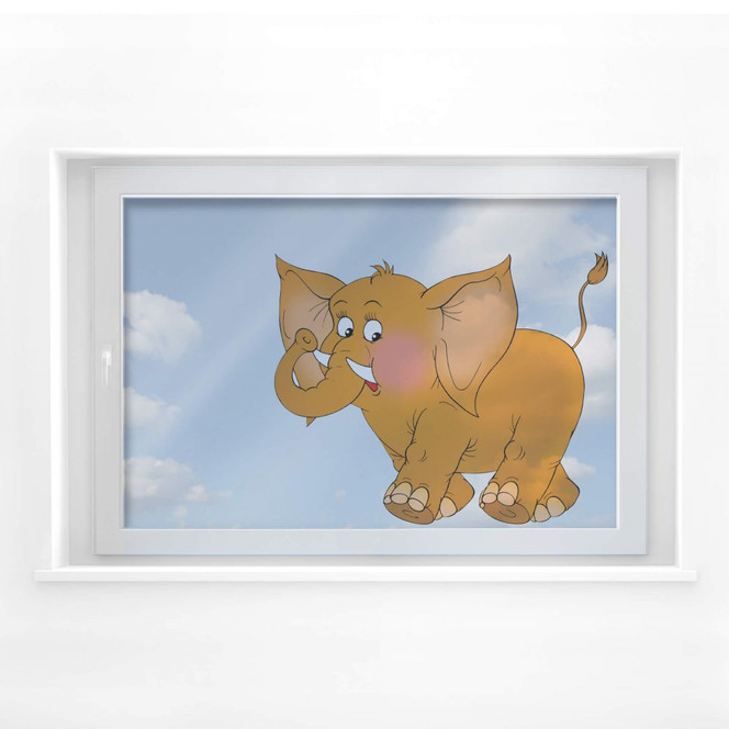 Fensterbild Elefantenweibchen