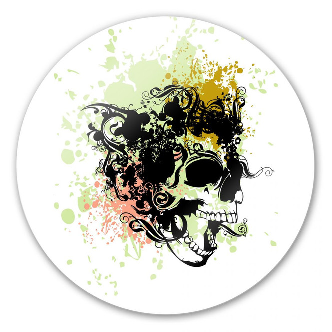 Glasbild Skull Tribal - rund