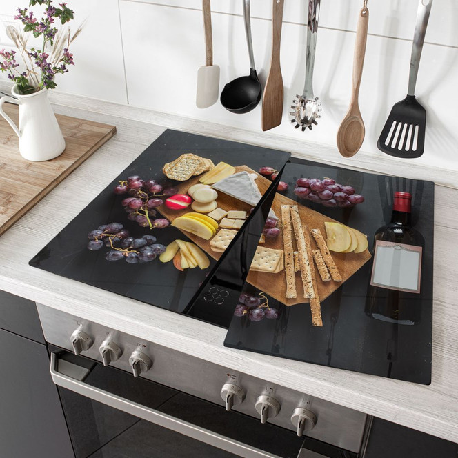 Herdabdeckplatte - Käse und Wein