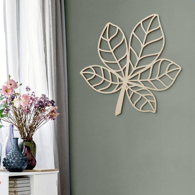 Holzdeko Pappel - Blatt-Kastanie geschwungen