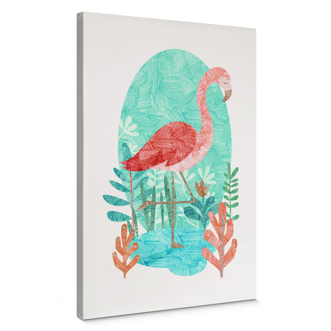 Leinwandbild Goed Blauw - Der Flamingo