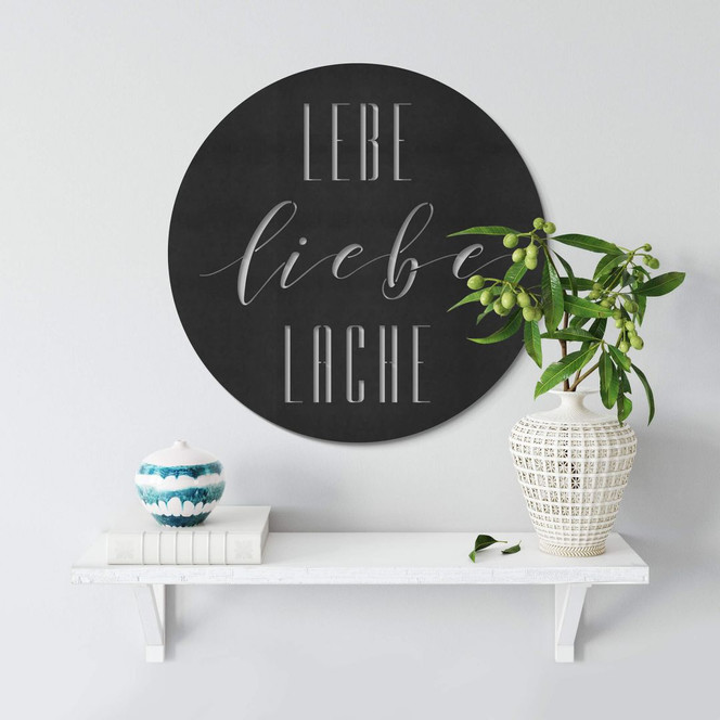 MDF - Holzdeko Lebe Liebe Lache - Rund