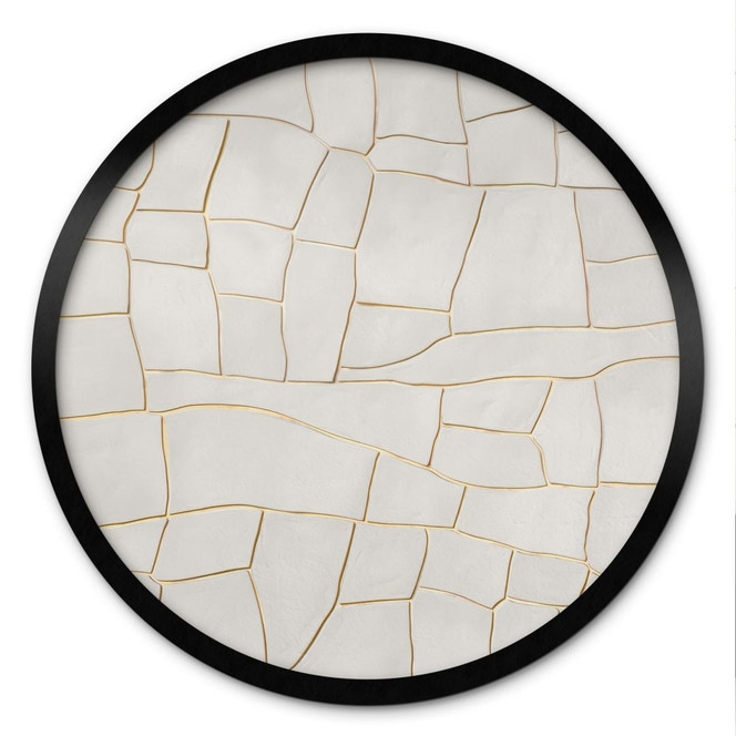 Poster Abstraktes Rissmuster in Beige - Alma - Rund