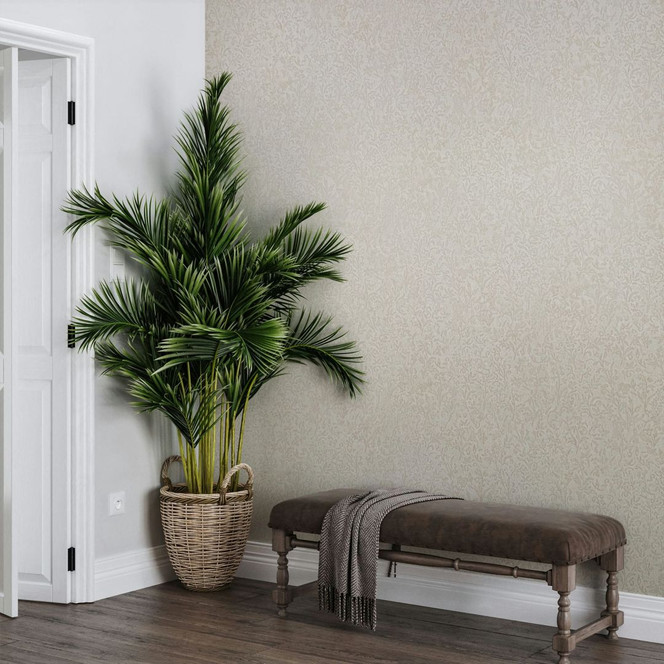 Vliestapete in Beige Blattmotiv Floral Natur