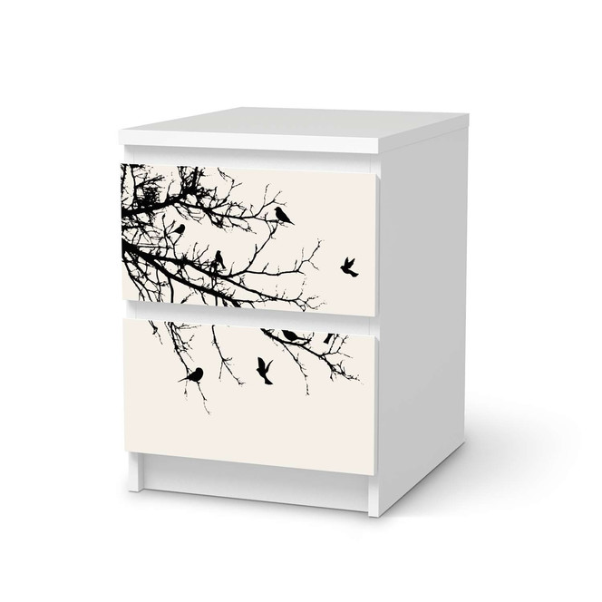 Möbelfolie IKEA Malm Kommode 2 Schubladen - Tree and Birds 1- Bild 1