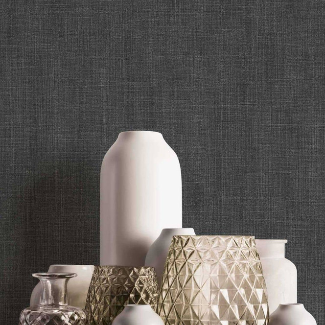 Denim-Textur Vliestapete Dunkelgrau - Elegante Unitapete für moderne Innenräume