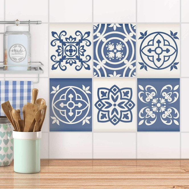 Fliesenaufkleber Set rechteckig - Nordic Blue Fliesen