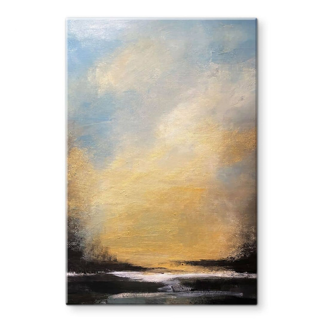 Glasbild Goldenes Licht am Abendhimmel - Bergius