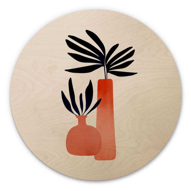 Holzbild Kubistika - Märchenpflanzen - Rund