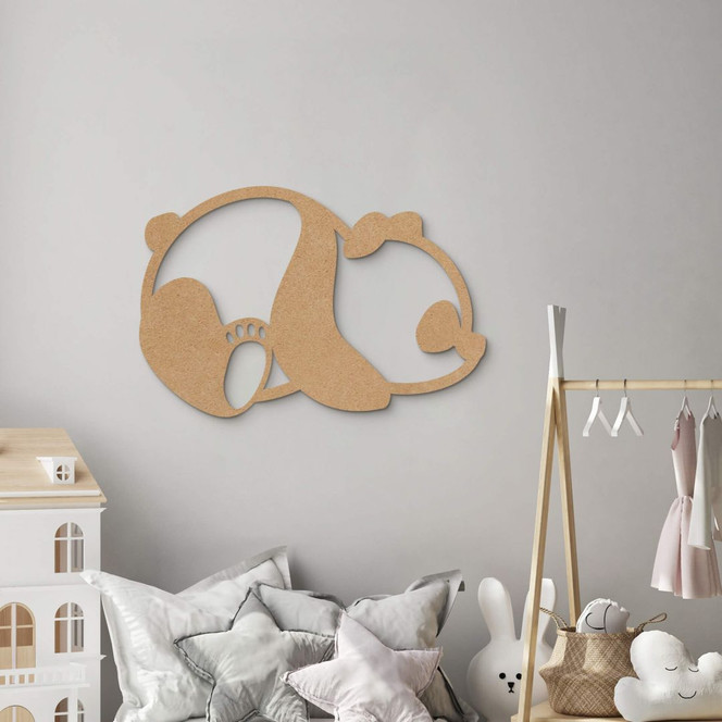 Kinderzimmer MDF - Holzdeko Natur - Panda