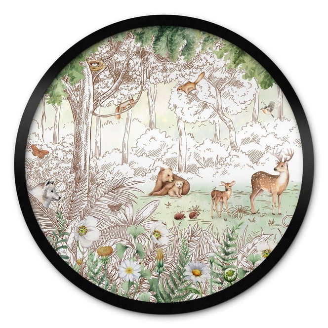 Poster Kikki Belle - Waldfreunde Frühling - Rund