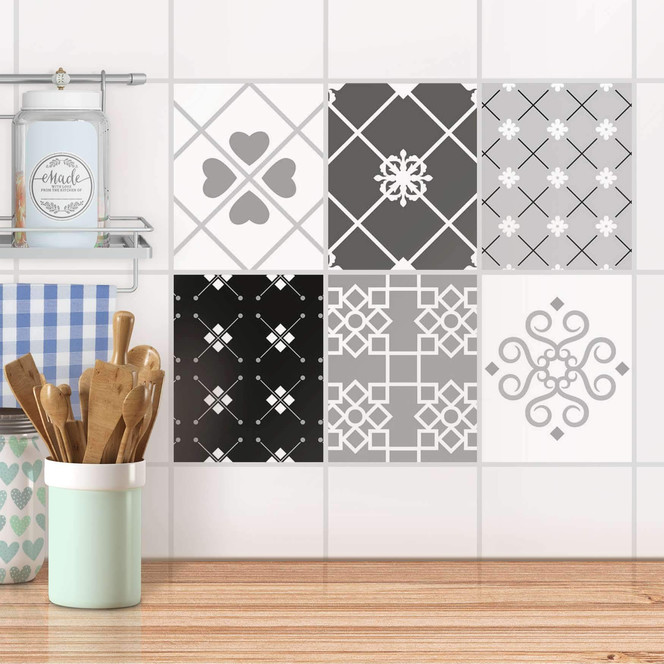 Fliesenaufkleber Set rechteckig - Grey Love