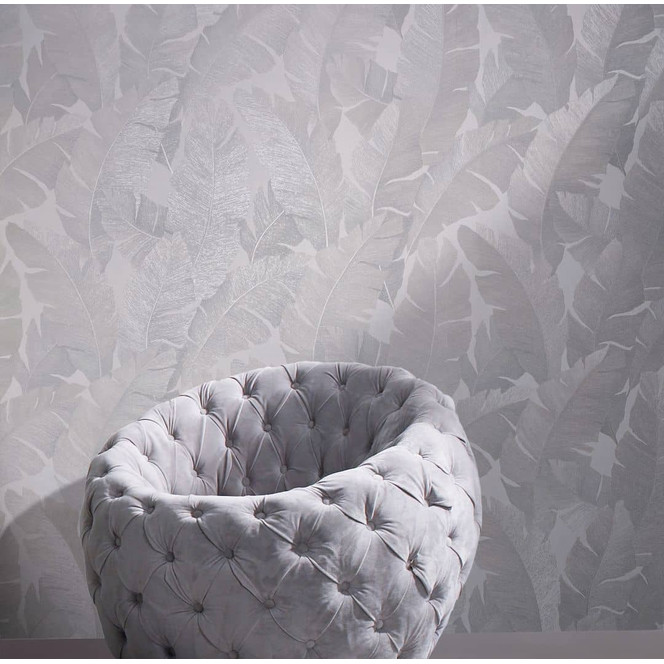 Florale Tapete, Vliestapete weiss, grau