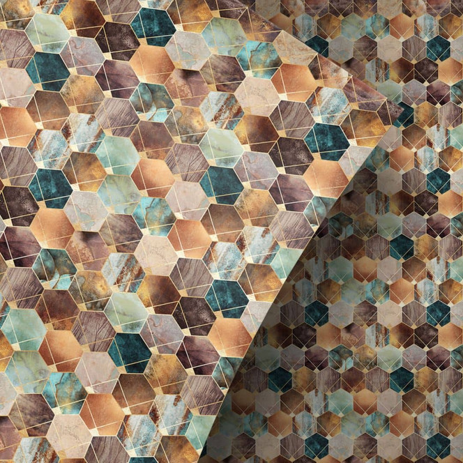 Möbelfolie Fredriksson - Hexagone: Gold und Kupfer