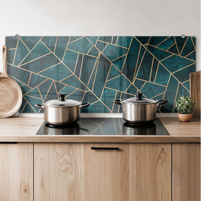 Spritzschutz Panorama Fredriksson - Blau-grüner Edelstein