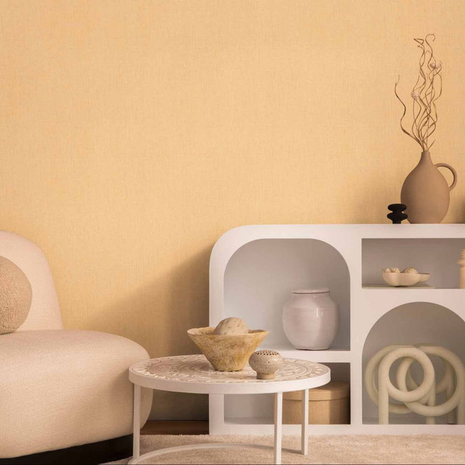 Vliestapete in Leinenoptik Creme - Einfarbige Tapete für elegante Raumgestaltung