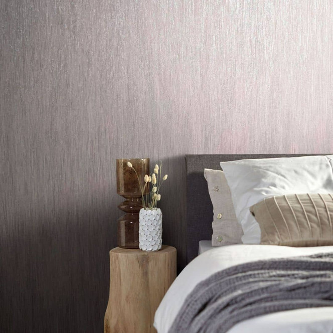 Vliestapete mit leichten Linien und Streifen rot, braun Uni