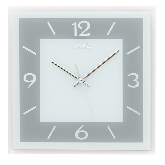 Wanduhr Facettiertes und bedrucktes Spiegelglas blaugrau