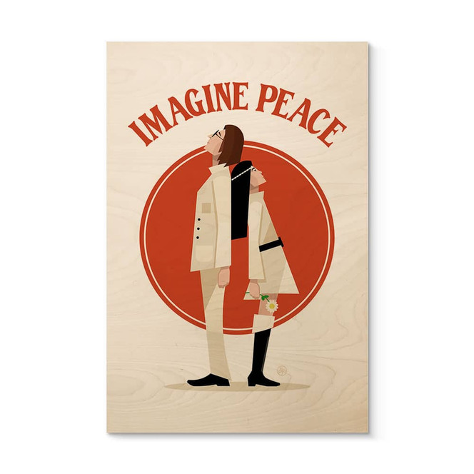 Holzbild Imagine Peace - Zwei für Frieden und Hoffnung - Retrodrome