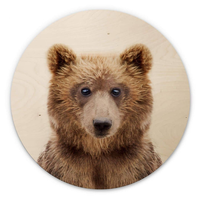 Holzbild Sisi & Seb - Bärenjunges - Rund