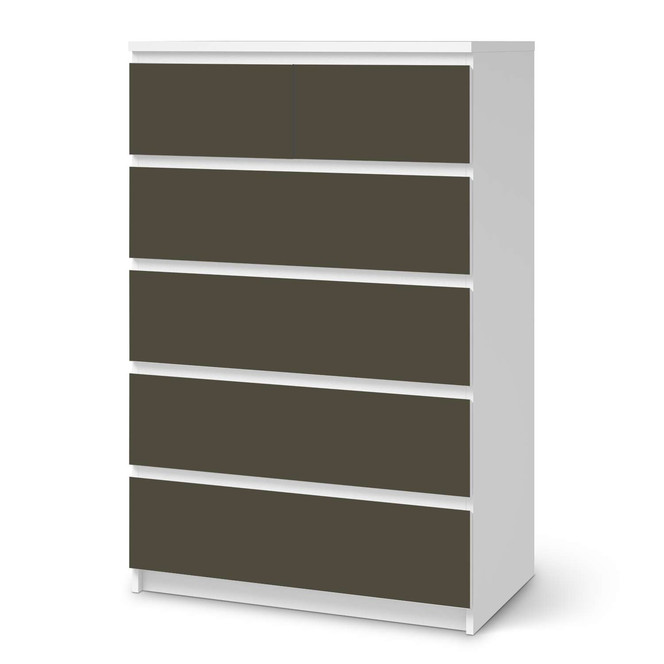 Möbel Klebefolie IKEA Malm Kommode 6 Schubladen (hoch) - Braungrau Dark- Bild 1
