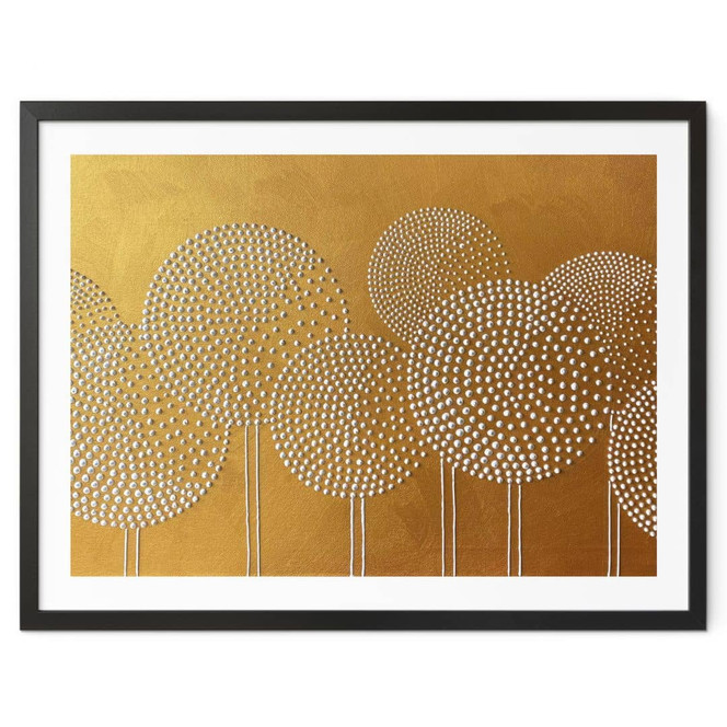 Poster Blumen aus weissen Perlen - Grande