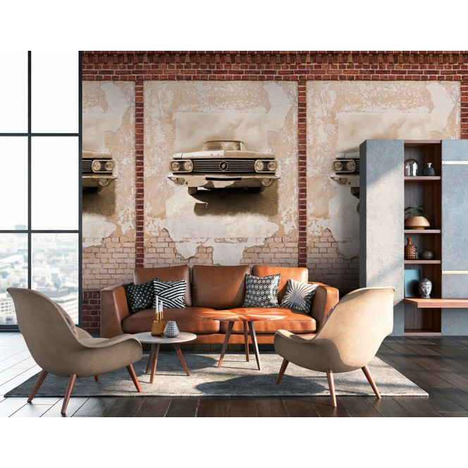 Fototapete Oldtimer braun beige - Vliestapete Modern Livingwalls - matt und glatt