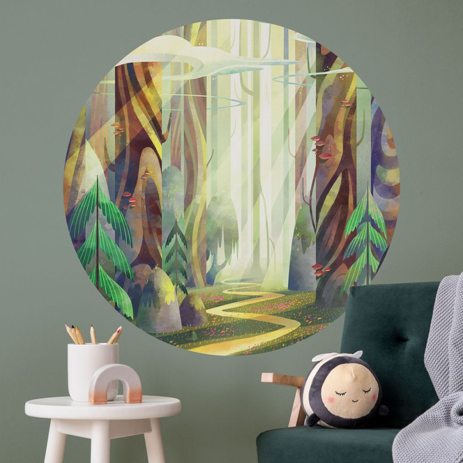 Wandtattoo Verwunschener Wald im Licht - DigitalArtsi - Rund