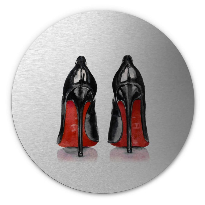 Alu-Dibond Bild mit Silbereffekt High Heels - Rund