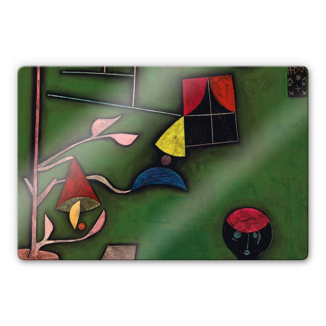 Glasbild Klee - Stillleben mit Pflanze und Fenster