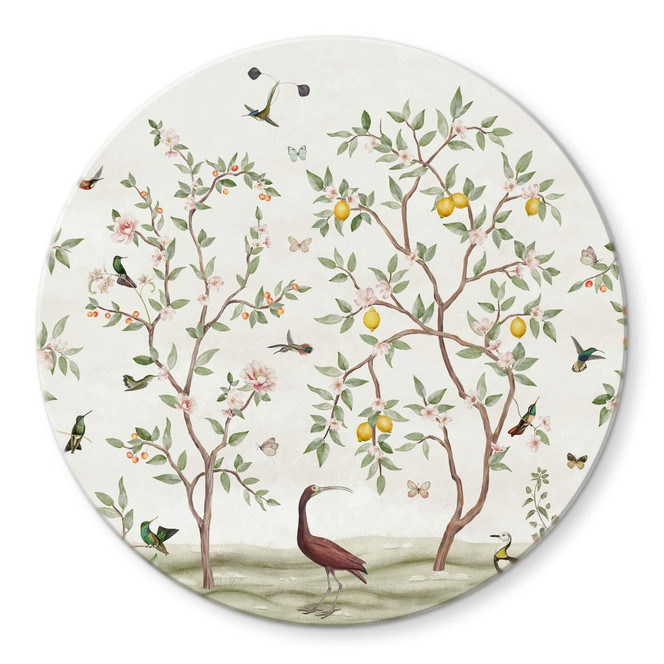 Glasbild Sir Edward - Zitronenbaum Chinoiserie - Rund