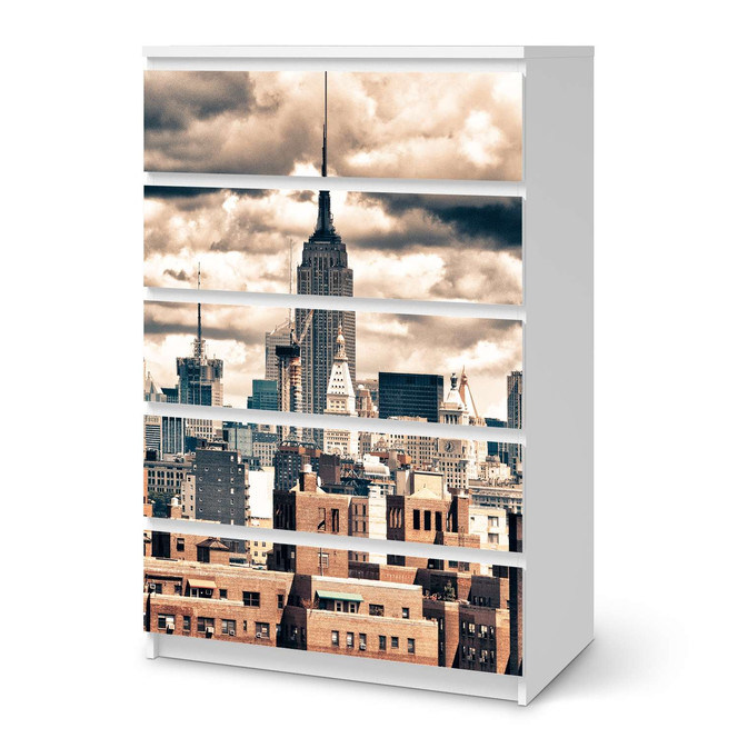 Möbel Klebefolie IKEA Malm Kommode 6 Schubladen (hoch) - Skyline NYC- Bild 1