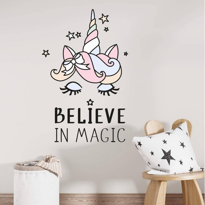 Wandtattoo Kvilis - Einhornkopf Believe in magic