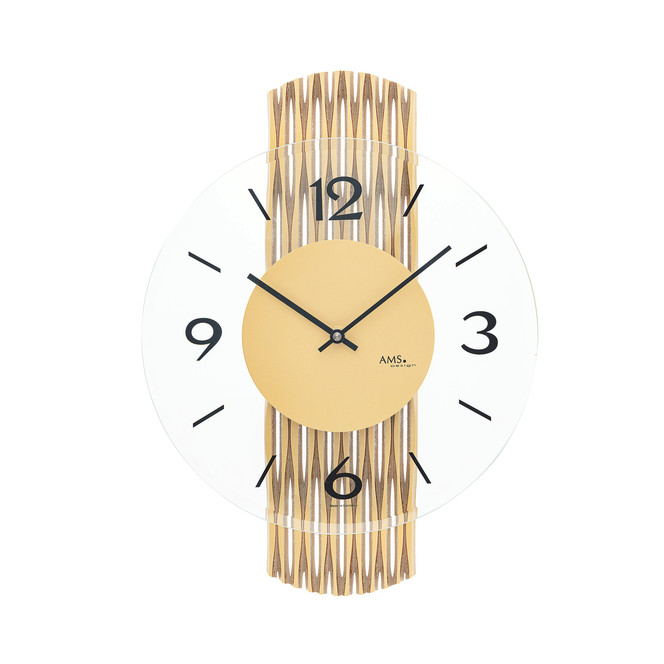 Wanduhr Feingefräste Holzrückwand messing lackiert