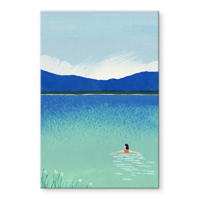 Acrylglasbild Sommerbad im Bergsee - Rivers