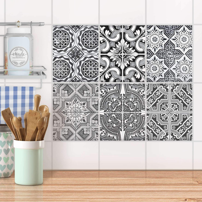 Fliesenaufkleber Set rechteckig - Black n White