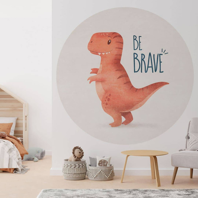 Fototapete Dino Be Brave - T-Rex - Tunaboylu - Rund - Selbstklebend/Vlies