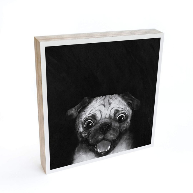 Holzbild zum Hinstellen - Graves - Snuggle Pug - 15x15cm - Bild 1