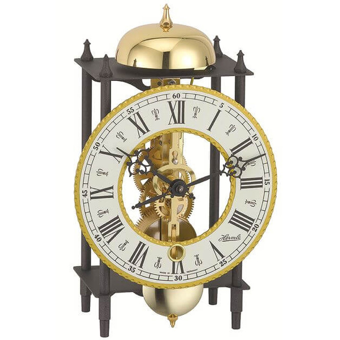Tischuhr York Skelett "Hermle" schwarz-gold